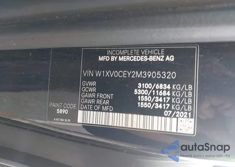 2021 Mercedes-Benz Metris z USA, uszkodzony, nr VIN W1XV0CEY2M3905320